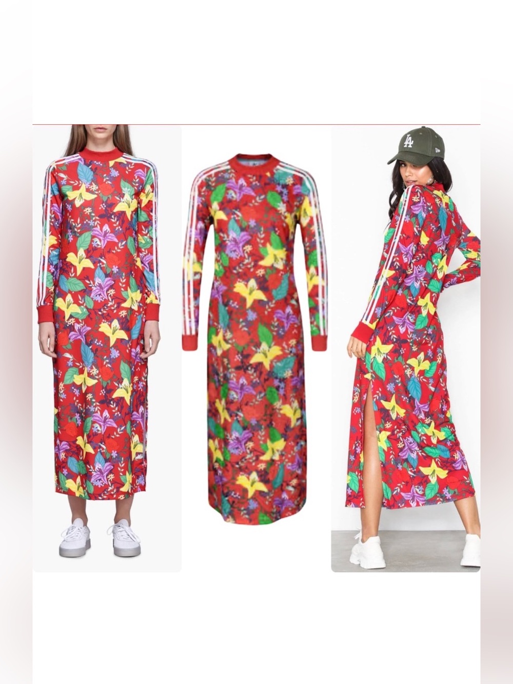 Adidas Originals Blossom Of Life Women's Graphic Floral Maxi Dress Size XS